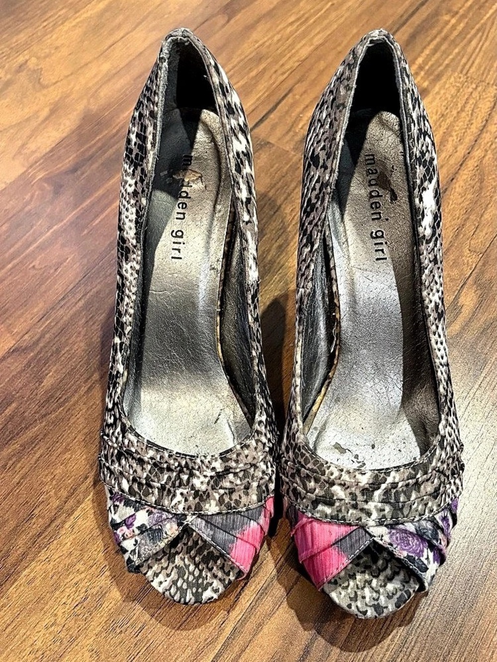 Madden Girl Animal Print Heels in Gray & Pink